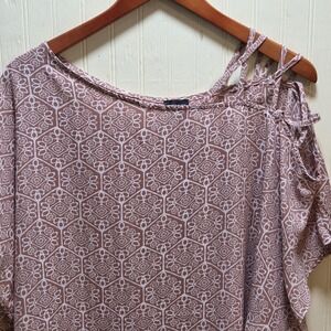Buckle Black Blouse Womens Small Pink Geometric One Cold Shoulder Strappy Top